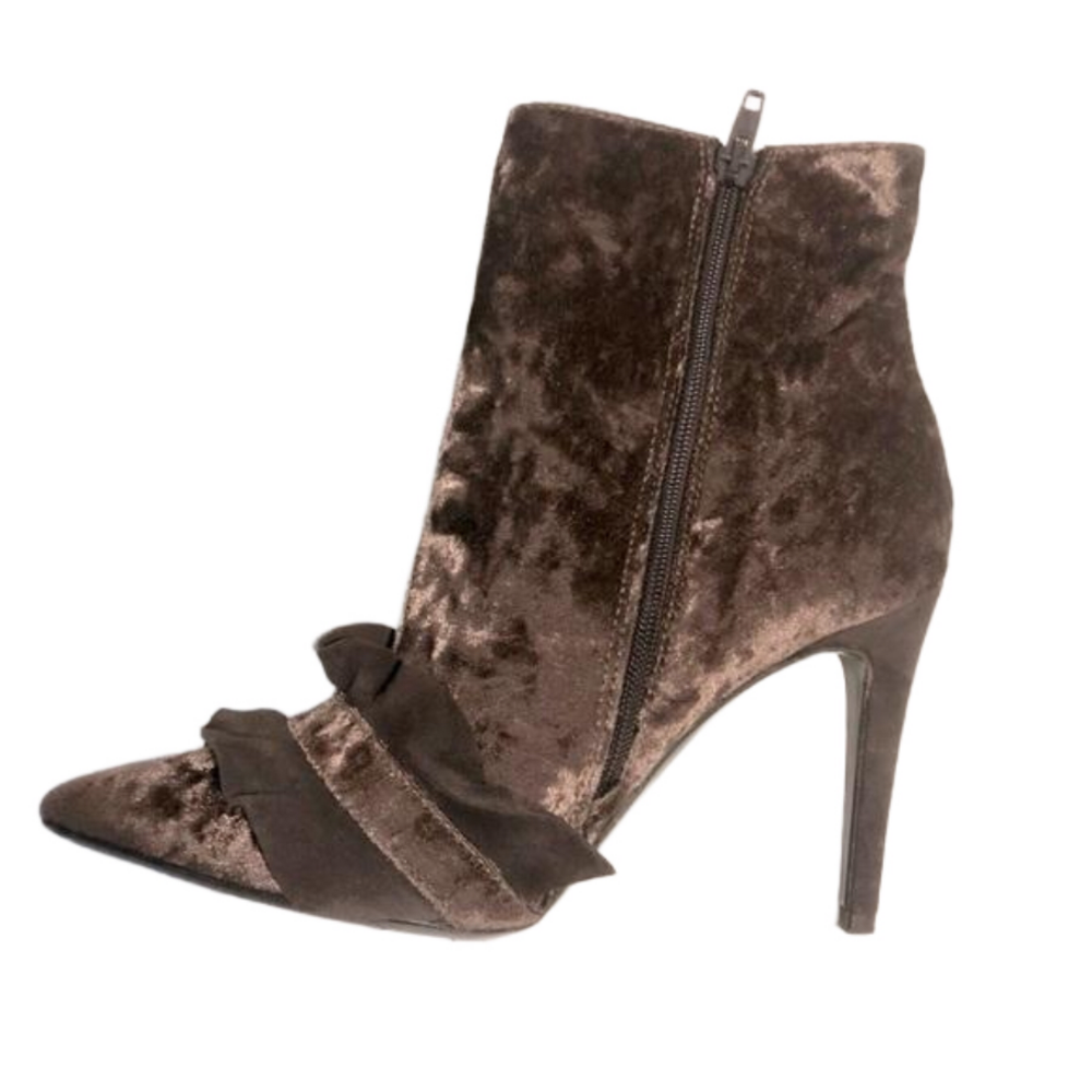 8 by Yoox velvet and leather 4” heeled booties made in Italy size 38 - Picture 7 of 16